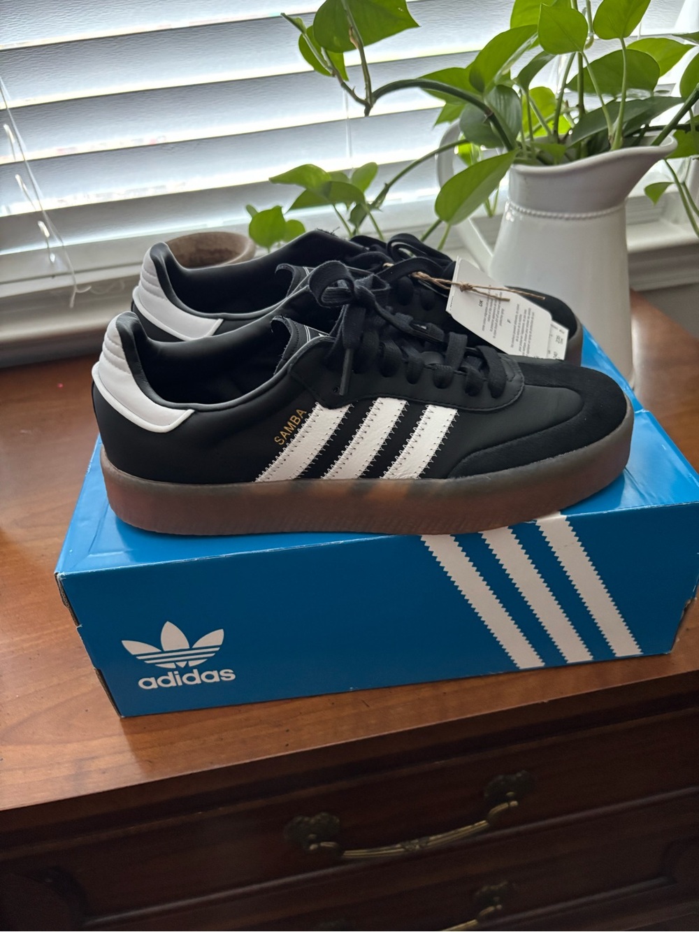 Women adidas Samba platform Black White Gum Sneakers - Picture 2 of 9